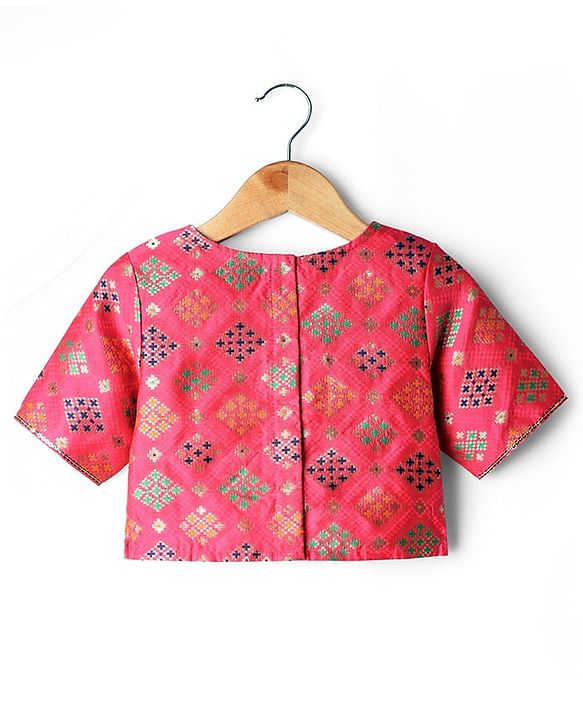 Pine Kids Woven Half Sleeves Choli Lehenga Set with Dupatta & Zari Detailing - Orange