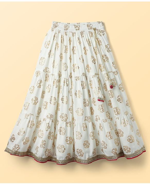 Pine Kids Woven Sleeveless Choli Lehenga Set with Dupatta Floral Glitter Print & Embroidery - Pink