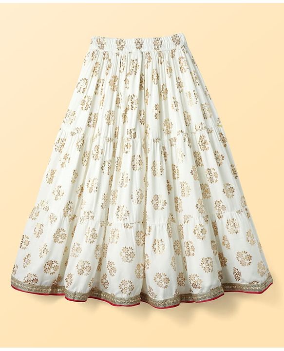 Pine Kids Woven Sleeveless Choli Lehenga Set with Dupatta Floral Glitter Print & Embroidery - Pink