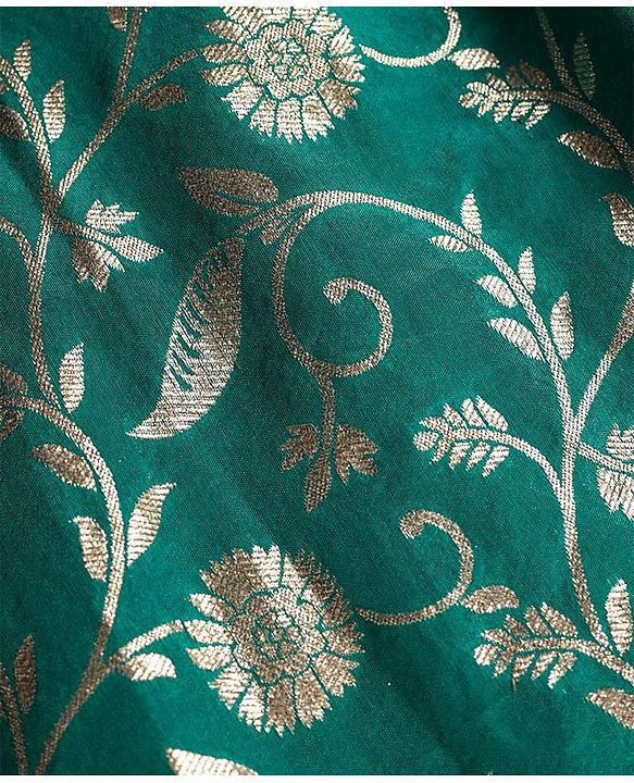 Pine Kids Woven Half Sleeves Choli Lehenga Set with Dupatta & Zari Detailing - Mint