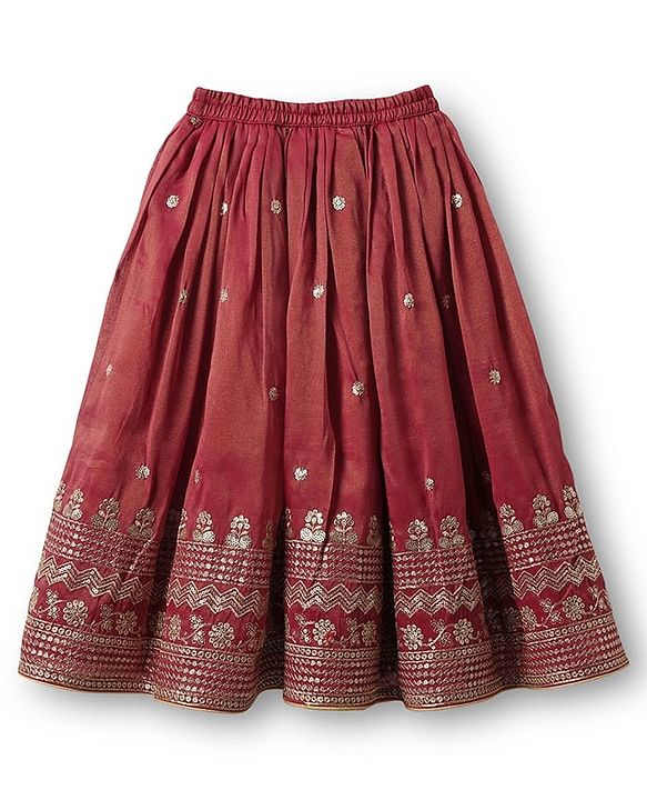 Babyhug Woven Half Sleeves Lehenga Choli With Dupatta Set Embroidery & Sequin - Maroon
