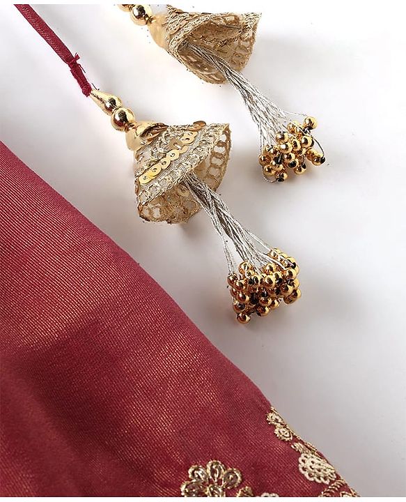 Babyhug Woven Half Sleeves Lehenga Choli With Dupatta Set Embroidery & Sequin - Maroon