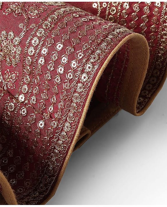 Babyhug Woven Half Sleeves Lehenga Choli With Dupatta Set Embroidery & Sequin - Maroon