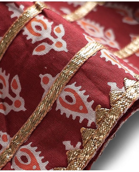 Babyhug 100% Cotton Sleeveless Full Length Floral Printed Ethnic Dress - Maroon