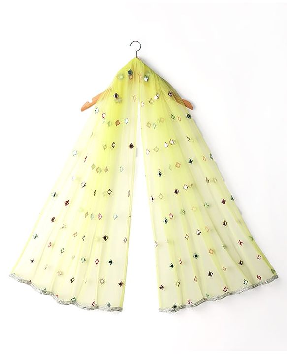 Babyhug Woven Puffed Sleeves Choli Lehenga & Dupatta Set With Mirror Embriodery - Yellow