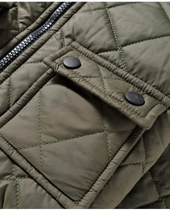 Pine Kids Woven Full Sleeves Solid Quilted Jacket - Olive Green