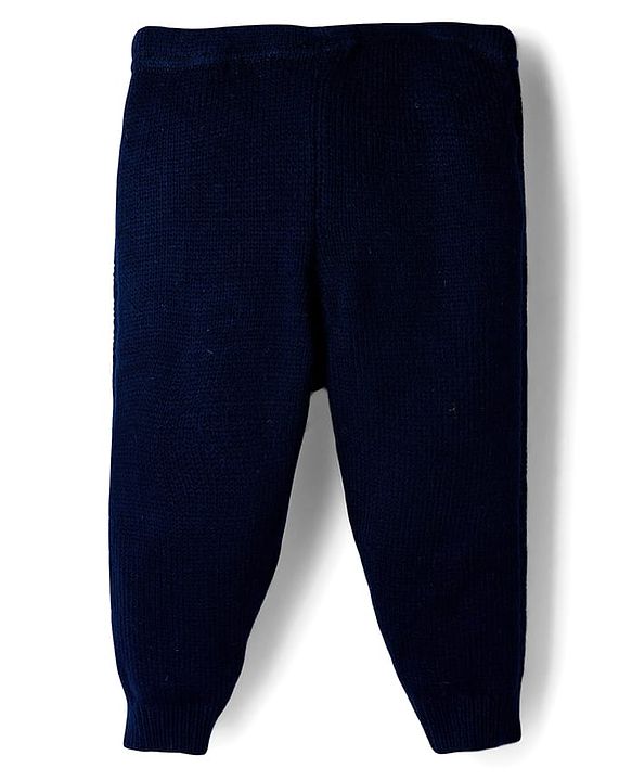 Babyhug Full Length Solid Color Fleece Pant - Navy Blue