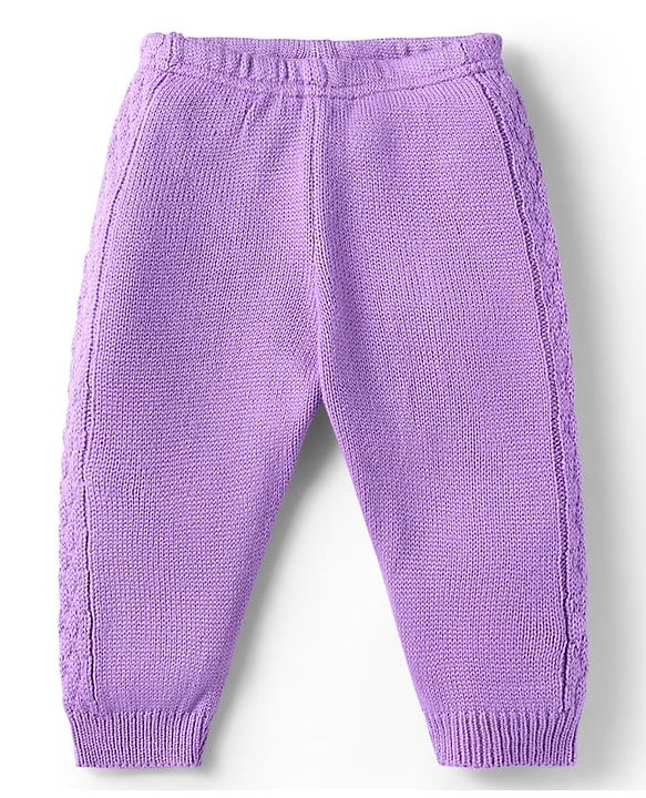 Babyhug Sweater Knit Full Length Woollen Solid Colour Bottom - Lavender