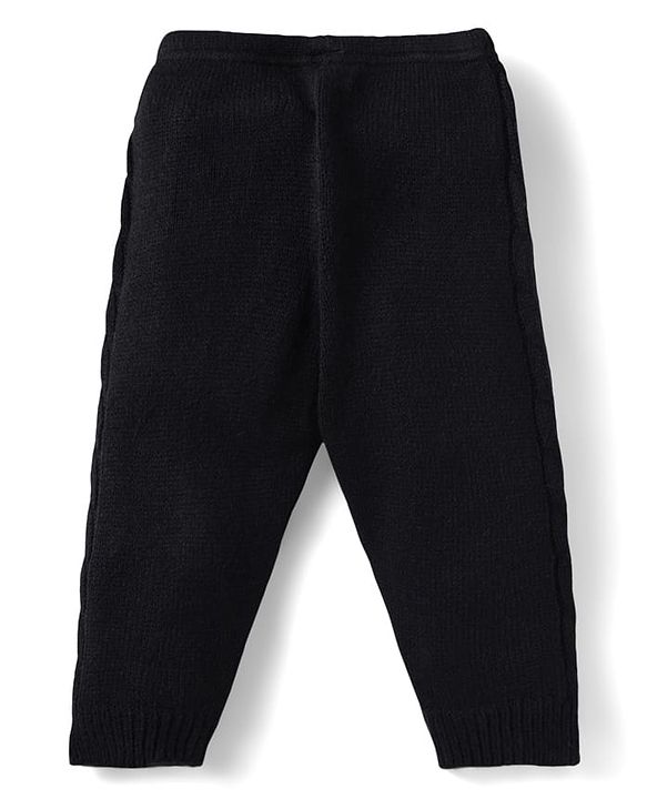 Babyhug Sweater Knit Full Length Solid Colour Woollen Bottom - Black