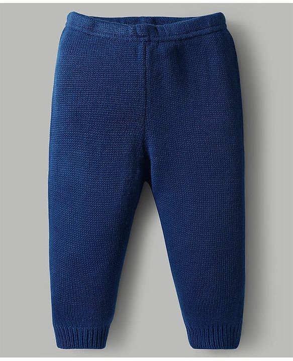 Babyhug Knit Full Sleeves Pullover Sweater Set with Tiger Patch & Color Block Detailing - Navy Blue White & Yellow