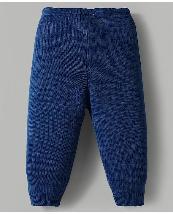 Babyhug Knit Full Sleeves Pullover Sweater Set with Tiger Patch & Color Block Detailing - Navy Blue White & Yellow