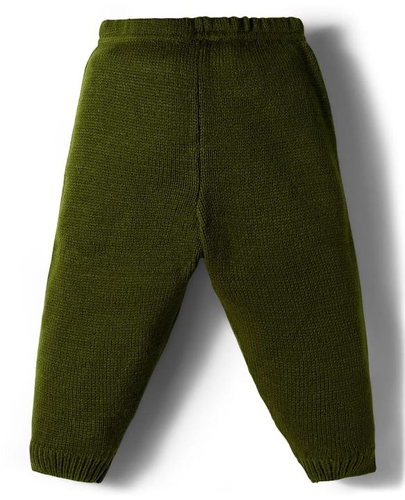 Babyhug Knit Full Sleeves Solid Color Front Open Sweater Set - Green