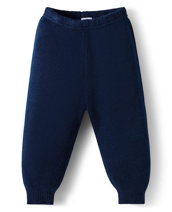 Babyhug Knit Full Sleeves Sweater  Set With Stripes - Navy Blue