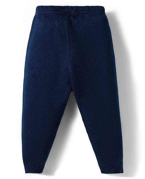Babyhug Knit Full Sleeves Sweater  Set With Stripes - Navy Blue