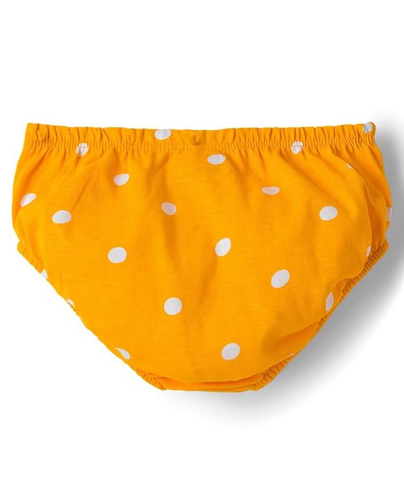 Babyhug Cotton Knit Half Sleeves Frock With Bloomer With Polka Dot - Yellow