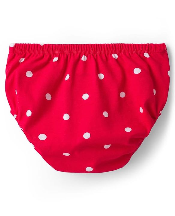 Babyhug Cotton Knit Half Sleeves Polka Dot Printed Frock With Bow Applique & Bloomer - Red
