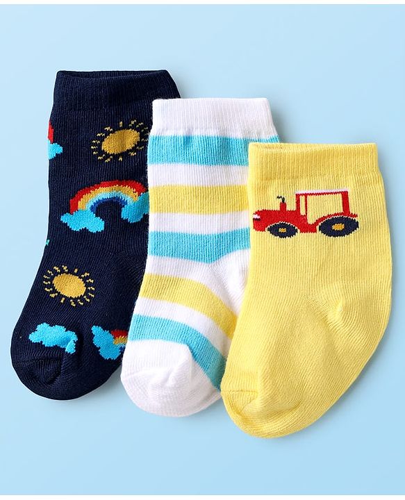 Cute Walk by Babyhug Anti Bacterial Ankle Length Socks Football Design Pack of 7 - Multicolour