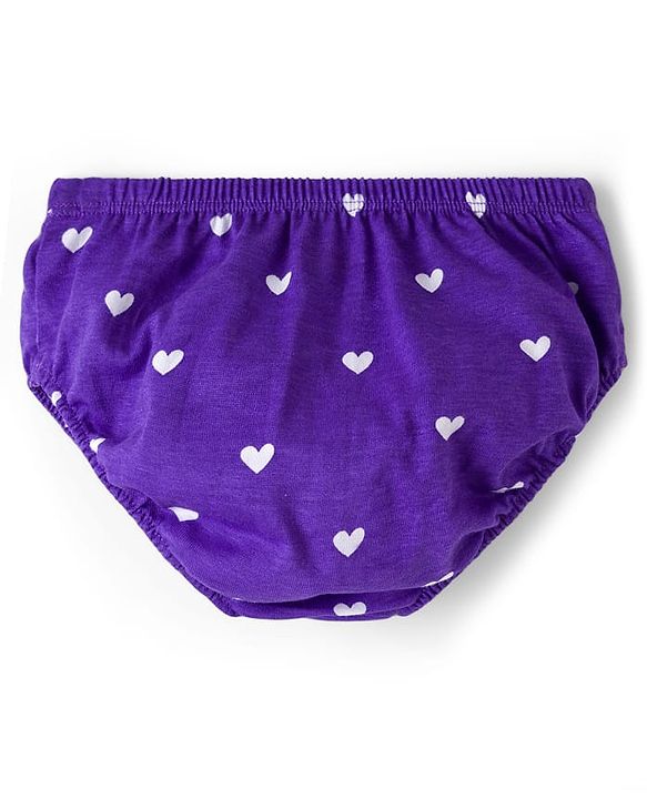 Babyhug Cotton Knit Half Sleeves Frock With Heart Print & Bloomer - Purple
