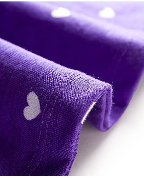 Babyhug Cotton Knit Half Sleeves Frock With Heart Print & Bloomer - Purple