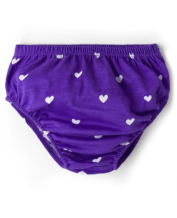 Babyhug Cotton Knit Half Sleeves Frock With Heart Print & Bloomer - Purple