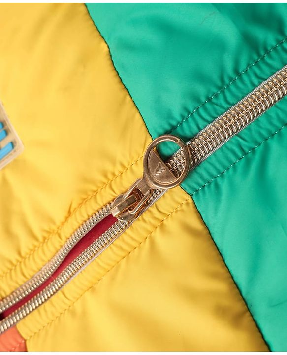 Pine Kids Woven Full Sleeves Colour Block Padded Hooded Jacket With Rainbow Patch Detailing - Multi Colour