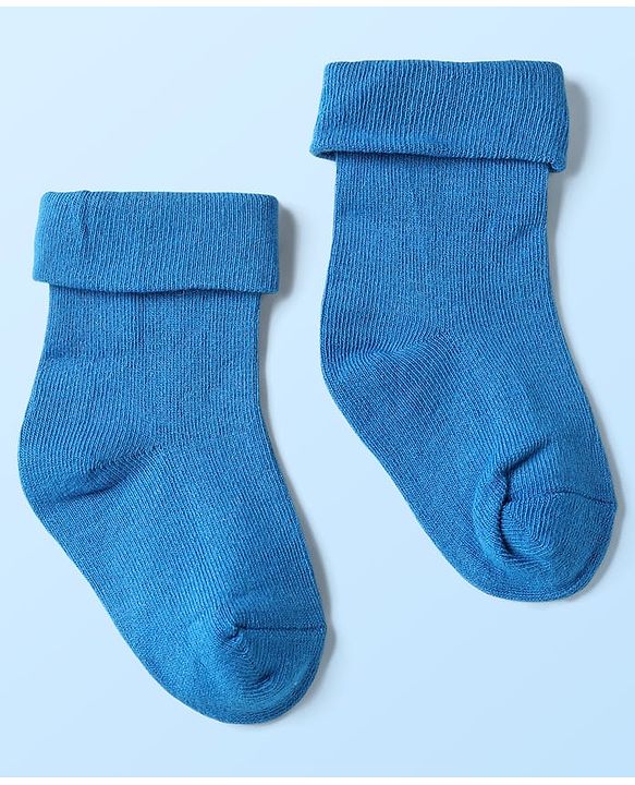 Cute Walk By Babyhug Knit Ankle Length Anti Bacterial Socks With Checks & Stripes Pack of 3 - White Navy & Medium Blue