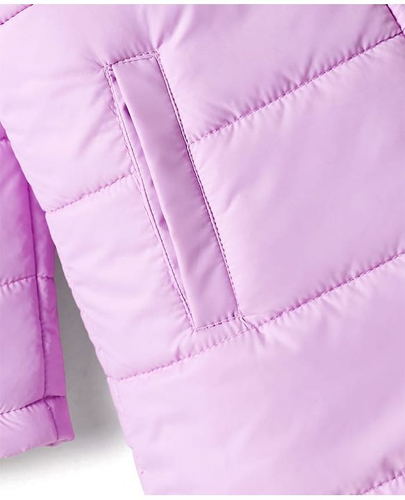 Pine Kids Woven Full Sleeves Padded Jacket with Butterfly Patch Detailing - Purple