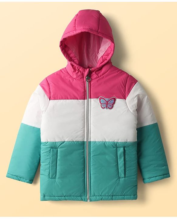 Pine Kids Woven Full Sleeves Padded Hooded Jacket with Color Block - Multicolor