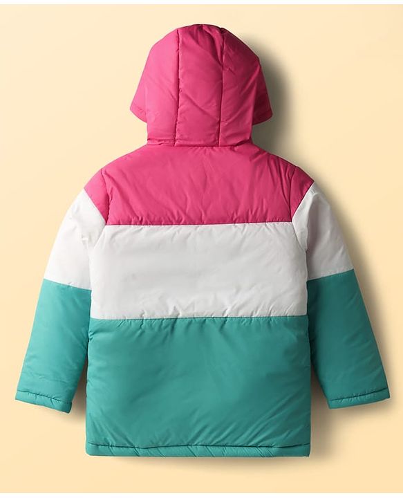 Pine Kids Woven Full Sleeves Padded Hooded Jacket with Color Block - Multicolor