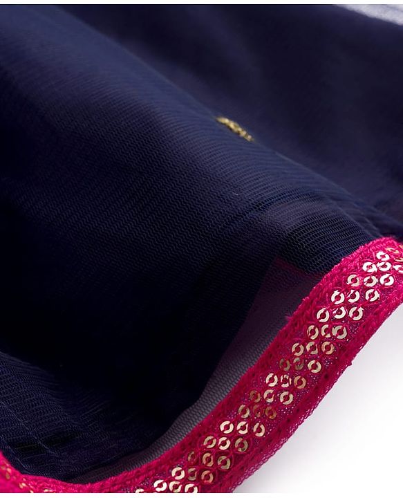 Babyhug Woven Sleeveless Choli Lehenga & Dupatta Set With Sequin Embriodery - Navy Blue