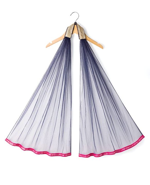 Babyhug Woven Sleeveless Choli Lehenga & Dupatta Set With Sequin Embriodery - Navy Blue