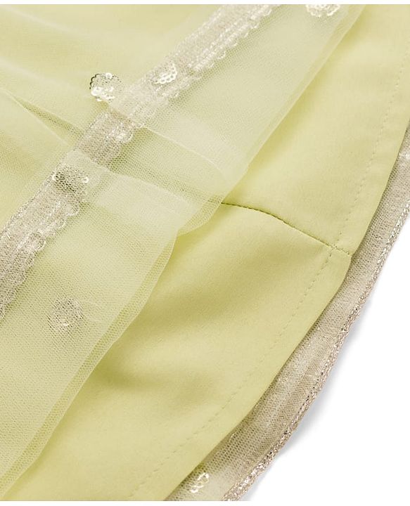 Babyhug Woven Sleeveless Choli Lehenga & Dupatta Set With Sequin Detailing - Green