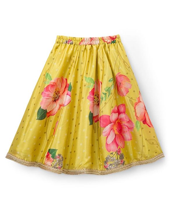 Babyhug Woven Sleeveless Choli Lehenga & Dupatta Set With Digital Printed & Embriodery - Yellow