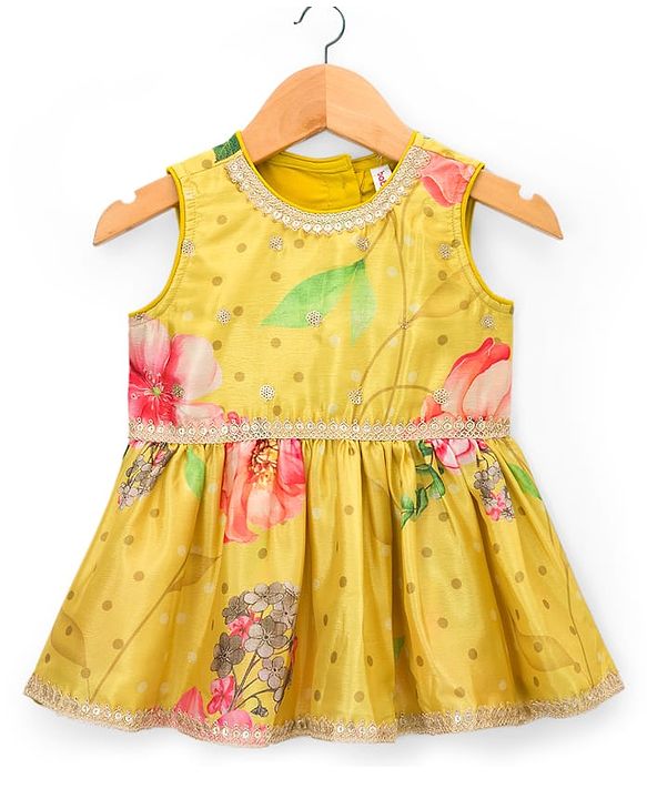 Babyhug Woven Sleeveless Choli Lehenga & Dupatta Set With Digital Printed & Embriodery - Yellow