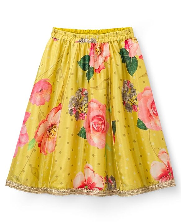 Babyhug Woven Sleeveless Choli Lehenga & Dupatta Set With Digital Printed & Embriodery - Yellow
