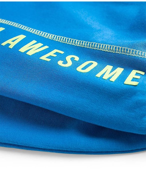 Pine Kids Knit Full Length Lounge Pant With Text Print - Blue