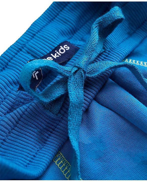 Pine Kids Knit Full Length Lounge Pant With Text Print - Blue