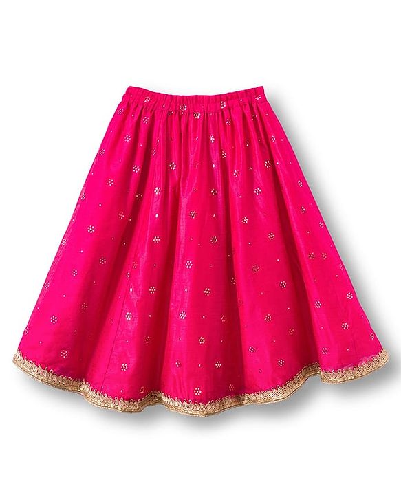Babyhug Woven Sleeveless Choli Lehenga & Dupatta Set With Foil Print - Fuschia