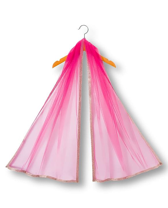 Babyhug Woven Sleeveless Choli Lehenga & Dupatta Set With Foil Print - Fuschia