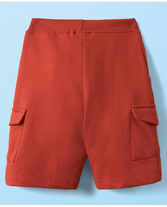 Babyhug Single Jersey Knit Half Sleeves T-Shirt & Shorts Set With Dino Print - White & Red