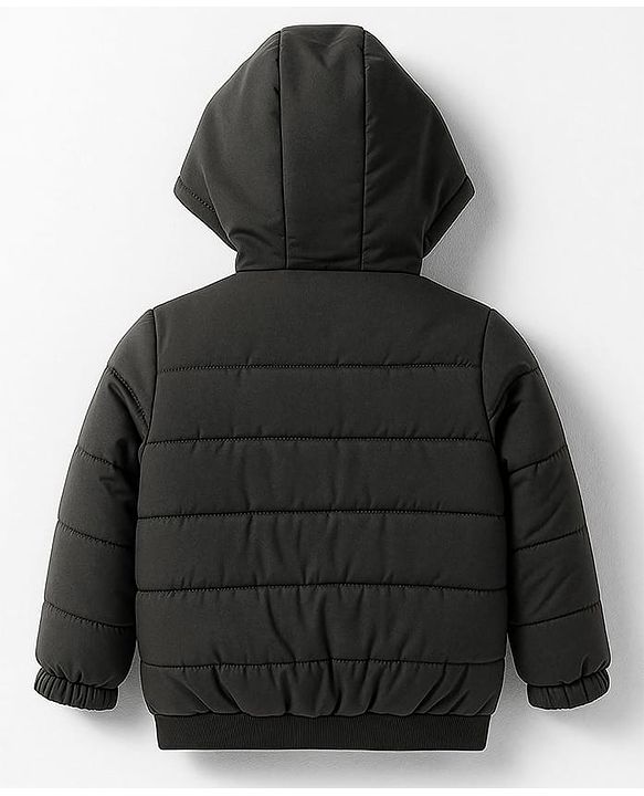 Pine Kids Woven Full Sleeves Hooded Solid Padded Jacket - Olive Green
