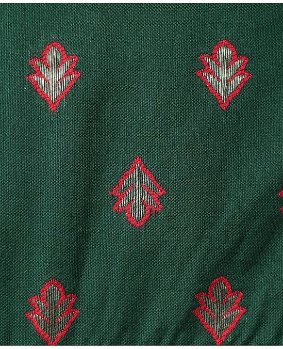 Babyhug Woven Three Forth Sleeve Floral Embroidered Brocade Long Top With Pant Set - Dark Green