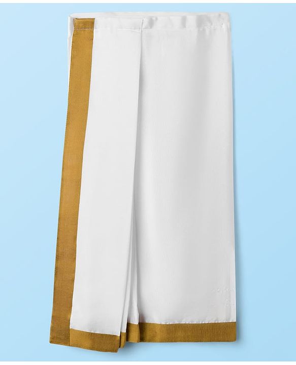 Babyhug Rayon Half Sleeves Solid Color Mundu Set - Yellow