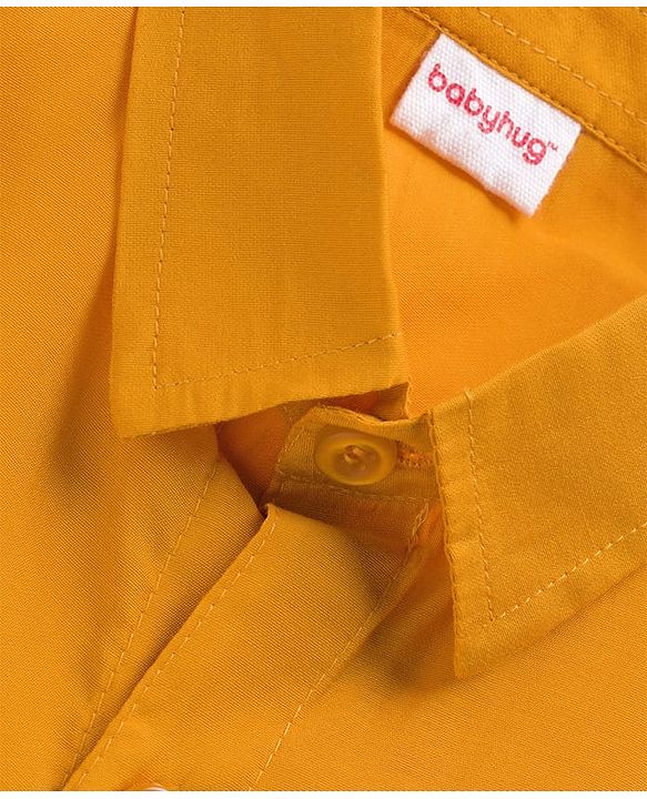 Babyhug Rayon Half Sleeves Solid Color Mundu Set - Yellow