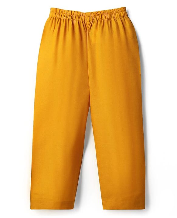 Babyhug Woven Full Sleeves Kurta Pyjama Set With Brocade Jacket - Mustard