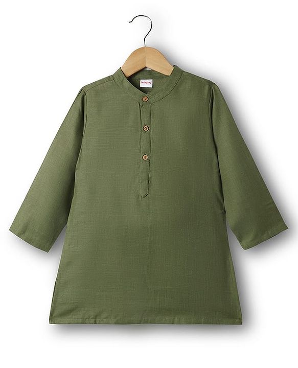Babyhug Woven Full Sleeves Kurta Pajama Set With Embroidered Jacket - Green