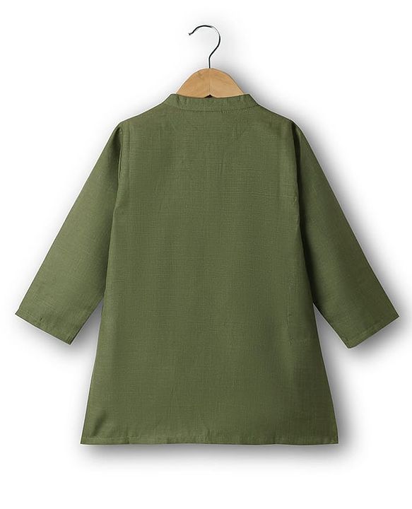 Babyhug Woven Full Sleeves Kurta Pajama Set With Embroidered Jacket - Green