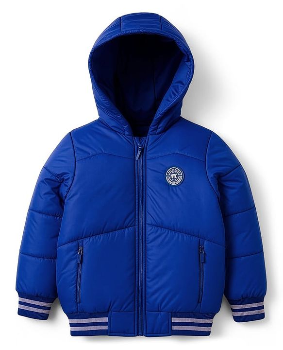 Pine Kids Woven Full Sleeves Hoodie With Lining & Pockets - Blue