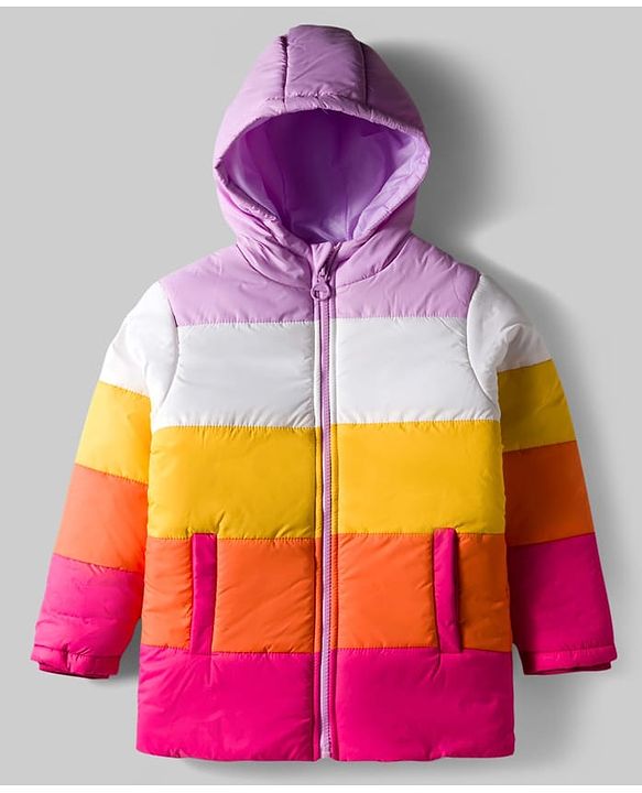 Pine Kids Woven Full Sleeves Hooded Padded Winter Jacket with Color Block Design - Multicolor