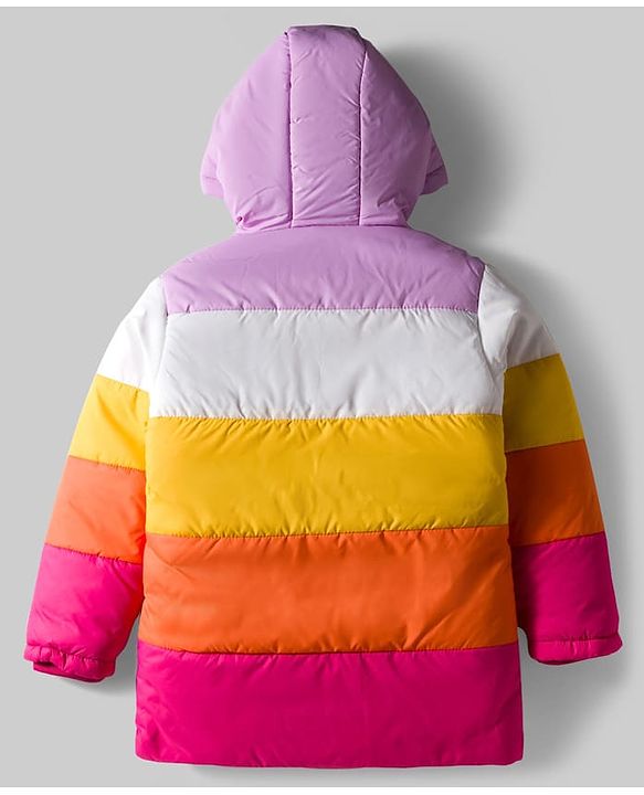 Pine Kids Woven Full Sleeves Hooded Padded Winter Jacket with Color Block Design - Multicolor